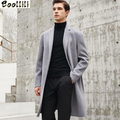 Boollili Double-faced Wool Coat Men Korean Overcoat Spring Autumn Long Jacket Mens Coat and Jacket Abrigo Hombre