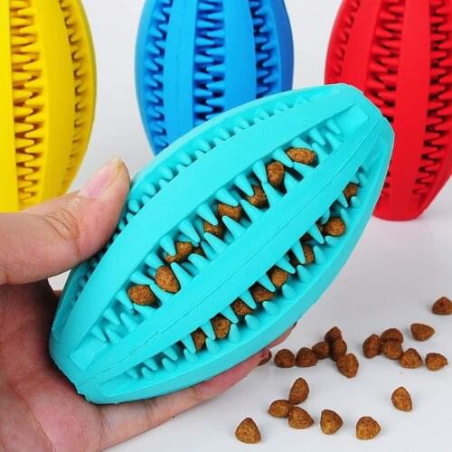 Rugby Shape Pet Dog Toys Extra-tough Rubber Jump Elasticity Interactive Toothclean Dog Chew Toys Jumping Activation Ball