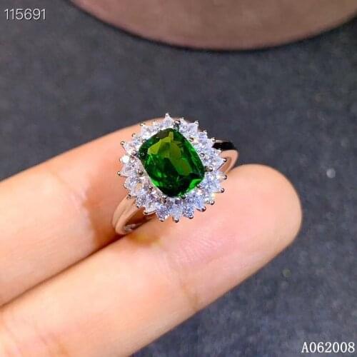 KJJEAXCMY fine jewelry 925 sterling silver inlaid natural diopside ring new classic female ring vintage support test