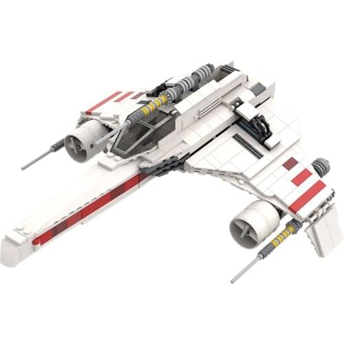 Moc For E-Wing Fighter Plane Building Blocks Attack Airplane Model Bricks For Star of Space Wars Vehicle Idea Toys For Children