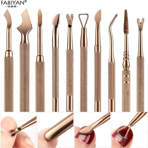 Cuticle Pusher Nail Art Dead Skin Remover Stainless Steel Manicure Tool Cleaning Dirt Dust Care UV Gel Remove Stick 13 Styles