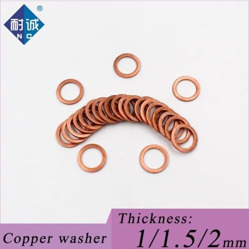 Thickness 1/1.5/2mm M5 M6 M8 M9 M10 M12 M14 M16 M18 M20T3 copper washer O-ring marine gasket flat seal ring fittings