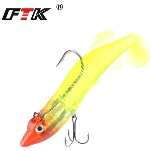 1pc PVC Soft Lures Jig Lead Head Fishing Lures 8cm/8.5g 10cm/18.5g 12cm/28g 14cm/40g Swimbait Wobbler Shad Bait with Treble Hook