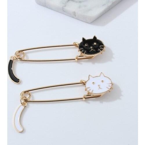 New Fashion Personality Lovely Drip Small Cat Wagging Tail Animal Brooch Simple Dabie Pin Jewelry Large Brooches Teardrop Brooch