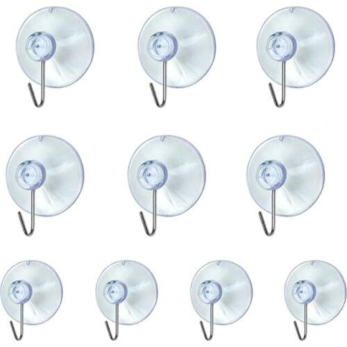 New 10 Windows Transparent Suction Cup Suction Cup Hook Clothes Jacket Metal Hook