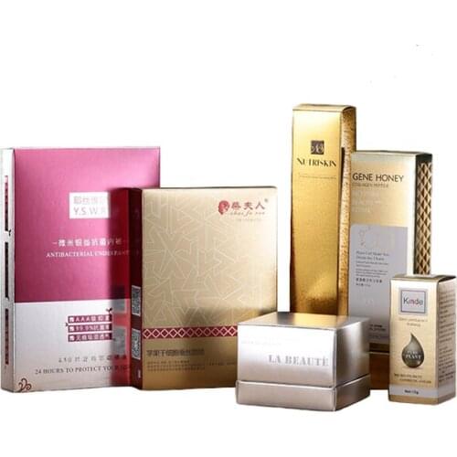 Custom luxury gold hot stamping pink blue gold paper packaging box