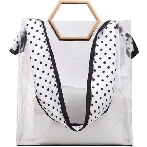 Pvc Transparent Beach Bag Women LargeTote Bags Jelly Bag New Designer Handbags Ribbon Shoulder Messenger Bag Compostion Bag Set