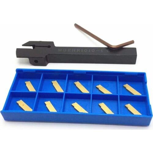 With MGEHR1010-1.5 external slotted tool holder + 10pcs carbide inserts MGMN150 G NC3030 machine accessory slotted inserts