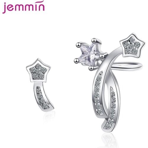 925 Sterling Silver Cute Star Crystal Stud Earrings For Women Girls Wedding 2021 Trend Fashion Jewelry Wholesale