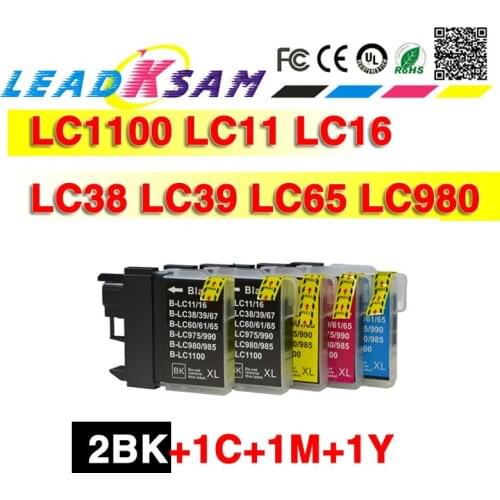 5X Ink Cartridges replace Compatible For Brother LC38 LC39 LC985 LC975 DCP385C DCP-J125 DCP-J315W MFC-J415W MFC-J410 Printer
