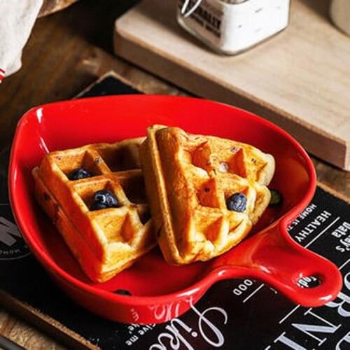 Breakfast Plate Ceramic Bread Plate Ceramic Plate Household Dinner Plate Baking Single Handle Plate Egg Plate