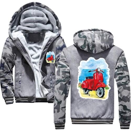 Anime Hoodie Harajuku Sweatshirts Men 2020 New Fashion Winter Warm italian Vespa scooter Zipper Hooded Hoodies Mens Jacket