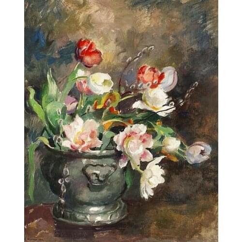 Embroidery Still Life with Tulips Cross Stitch Patterns Home Sweet Home with 100% Cotton Flosses & Free Shipping for Home Decor