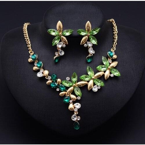 High-grade crystal flower Jewelry Sets of chain exquisite luxury necklace earrings wedding For Women Jewelry