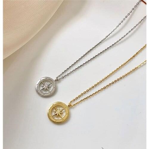 WTLTC 2021 Ins Hot Hollow Star Pendant Necklaces for Women 925 Sterling Sliver Small Starburst Necklace Round Layered Chokers