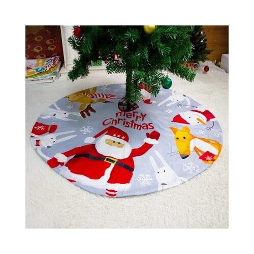 Christmas Tree Skirt Cute Santa Claus Reindeer Snowman Print Tree Mats for Home Decoration 120cm