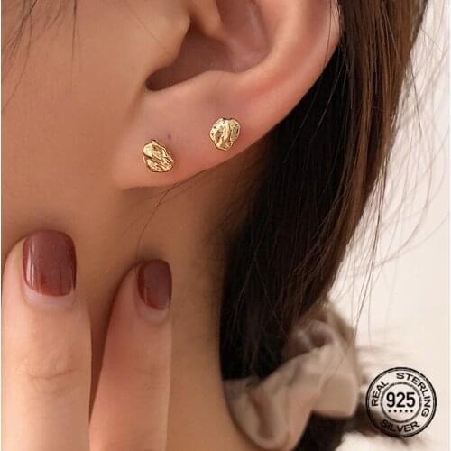 Irregular Tin Foil Candy Stud Earrings For Women 925 Silver Needle Vintage Trend Simple Delicate OL Style Career Female Jewelry