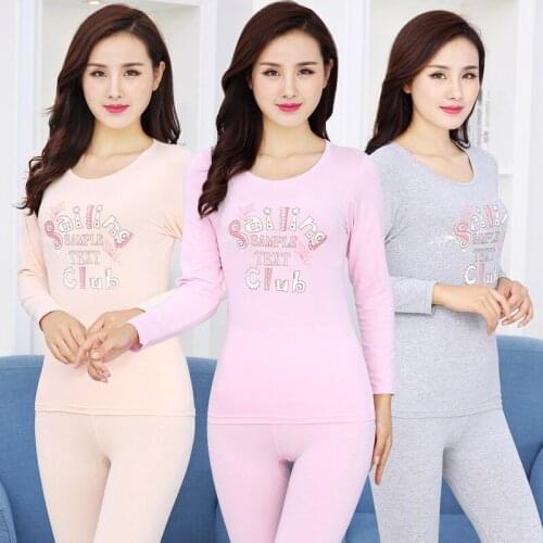 Women New Autumn and Winter Cotton Warm Round Collar Long Johns Thick Cozy Undershirts