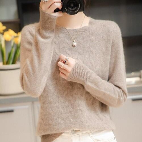 2021 woman winter 100% Cashmere sweaters knitted Pullovers jumper Warm Female O-neck blouse blue long sleeve clothing