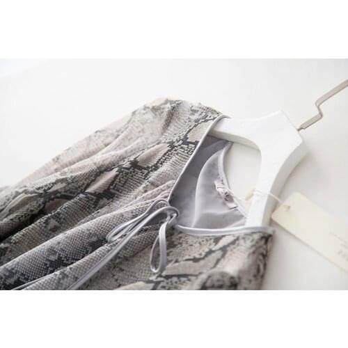 Real Vintage Silk Summer Dress Women Clothes Elegant Boho Snake Print Long Dresses Woman Party Dress Vestidos A099882