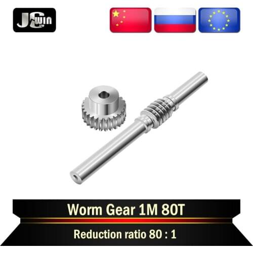 1kit metal Worm Reduction Gear Set 1M80T 45# steel worm gear Metal Wheel Reducer 80:1