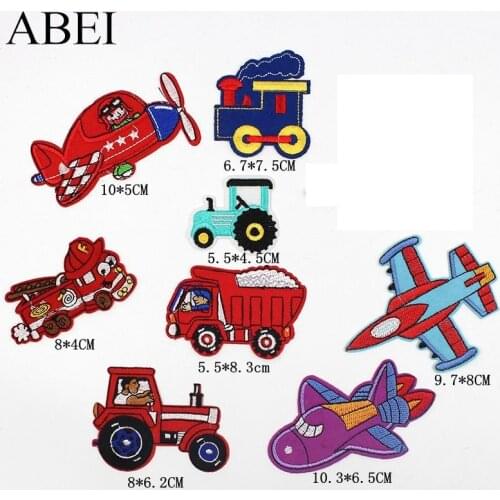 10pcs/lot Embroidered Cartoon Train Truck Airplane Tractor Fabric Stickers Diy Sewing Apparel Jeans Patches Handmade Appliques
