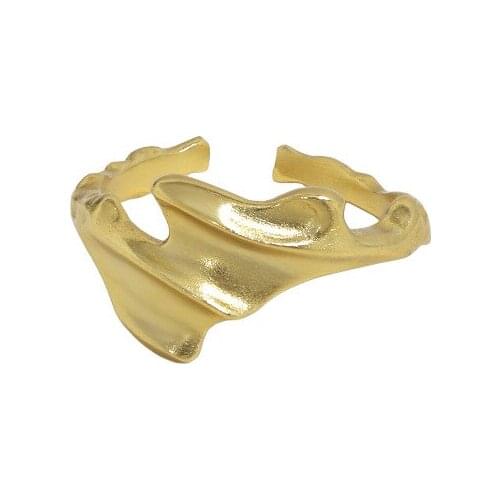 18K GOLD Authentic S925 Sterling Silver Fine Jewelry Irregular Texture ring Adjust Women TLJ1631