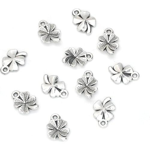 30pcs Clover Pendant Charms Antique Silver Color Lucky Clover Charms Jewelry DIY Clover Lucky Charms For Bracelet Making
