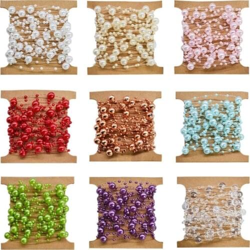 5M Fishing Line Artificial Pearls Beads Chain Garland Flowers Wedding Bridal Bouquet Flowers Wedding Party DIY Decoration