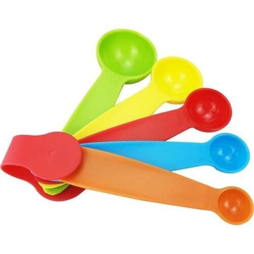 5pcs/Set Stackable Kitchen Measuring Spoon Teaspoon Coffee Sugar Scoop Silicone Cake Baking Spoon Kitchen Baking Measuring Tools