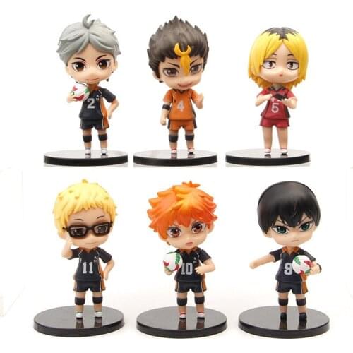6Pcs/Set Volleyball Juvenile Anime Haikyuu Action Figure Big Head Kenma Hinata Shoyo Tobio Koushi Model Toy Boy Gift Collectible