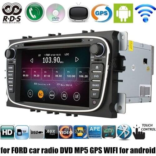 2 din for Android 4.4 car DVD player GPS radio AM WIFI 7 inch Quad core for Ford Mondeo Focus 2 S-max 2007 2008 2009 2011 2013