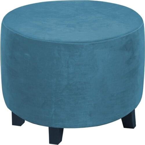 Ottoman Slipcovers Velvet Round Footrest Sofa Stretch Slipcovers Solid Color Bedroom Furniture Footstool Protect Covers
