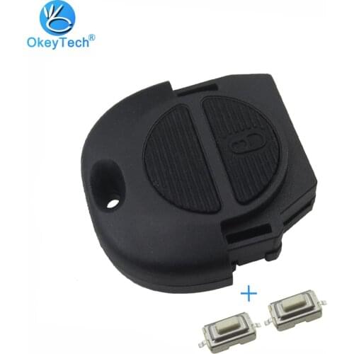 OkeyTech for Nissan Key Shell 2 Button Replacement Auto Car Case Fob with 2 Micro Switch for Nissan Micra Almera Primera X-Trail