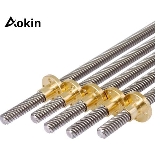 3D Printer Parts T8 Lead Screw OD 8mm Pitch 2mm 250mm 300mm 330mm with Brass Nut for Stepper Motor threaded Rod Stainless Lead