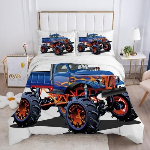Cartoon Childrens Bedding set for kids baby girls Duvet cover set pillow case Bed linens Quilt cover 135 140x200 Car fire