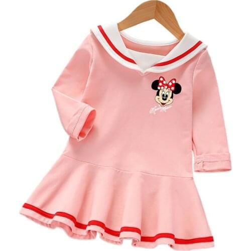 Disney Mickey Minnie Mouse Girl Autumn Winter Clothes Dress Long Sleeved Toddler Baby Kids Dresses Casual Clothes Kid Clothes