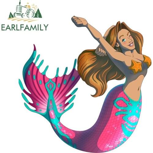 EARLFAMILY 13cm x 12.3cm for Commission Mermaids Waterproof Decal Fashion Occlusion Scratch Body for Car Bumper Window Stickers