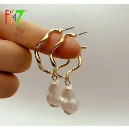 F.J4Z Simplicity Drop Earrings for Woman Baroque Irregular Simulated Pearl Charm Statement Earrings Jewelry for Party Bijoux