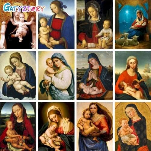 GATYZTORY Notre Dame Oil Painting By Number Kits Zero-Based Religion Handpainted On Canvas Color By Number Home Decor Wall Art