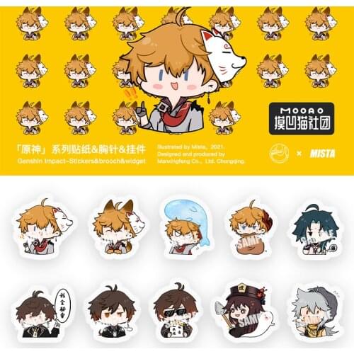 Game Genshin Impact Venti Zhongli Xiao Klee Tartaglia Diluc Cute 4CM Q Version Figure Button Medal Brooch Pins Toy Acrylic Badge