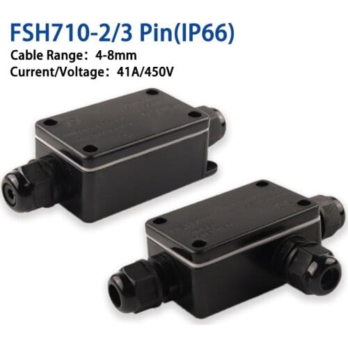 IP66 Electrical Outdoor Waterproof Cable Connector 2/3 pin Junction Box for Low/High Voltage Garden Light Accessories 41A/450V