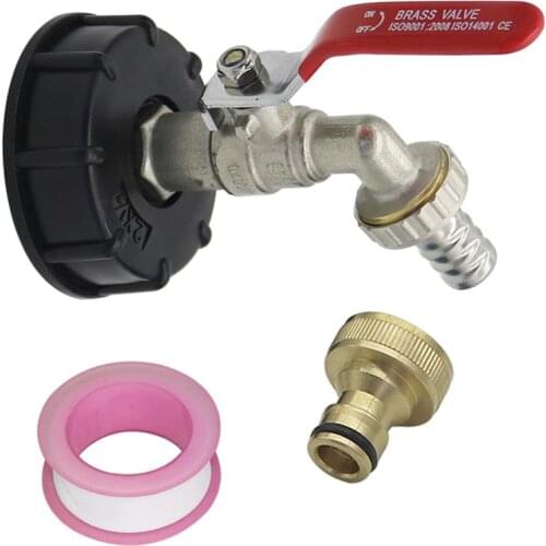 60mm Female Thread to 1/2" Male Thread IBC Tank Valve Adapter Kit Iron Brass Tap Garden Water Connectors Drain Faucet Adapter