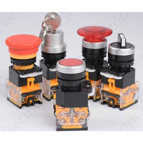 LA38 2 position 1NO /1NC with LED Emergency stop knob 22mm Push Button Switch series High quality Knob switch