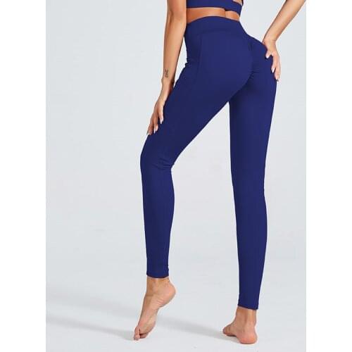 Hip Fold Yoga Leggings New High Wairt Gym Leggings Push Up Pocked Fitness Tights Stretchy Slim Women Pants Comfortable Sportwear