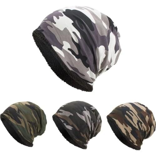 Fashion Women Men Baggy Camouflage Crochet Winter Wool Ski Beanie Caps Hat Skull Slouchy Caps Army Green Dance