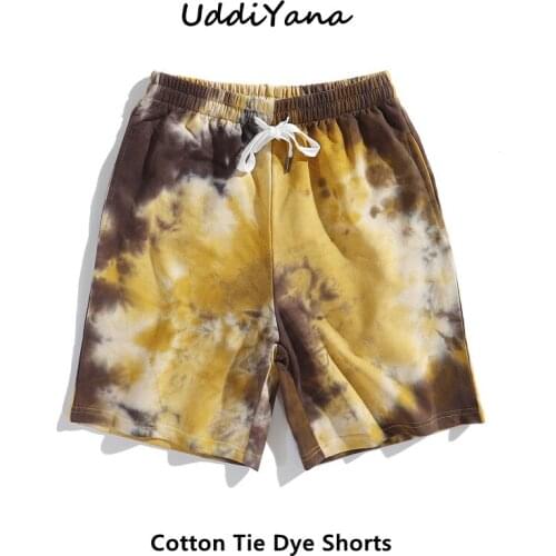 2021 Summer Fashion Oversized Men Tie Dye Beach Shorts Womens Shorts Vintage Pants Swimwear Cotton Clothing Loose Short Homme