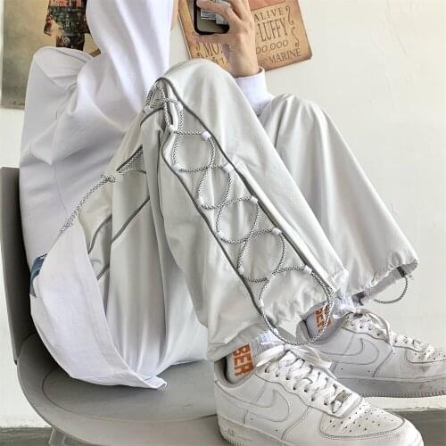 Mens Casual Oversize Pants Chic Wide Leg Pants 2021 Fashion Korean Streetwear Male Hip Hop Pants Wide Leg Loose Trouser