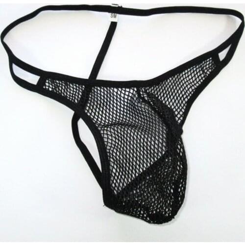 Mens String Pouch Thong g4449 Big Net Medium Net Black