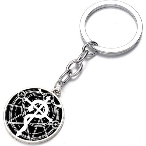 Japan anime Fullmetal Alchemist Keychain Glass Dome Key Chain Bag Charm Pendant Key ring Holder Kids boys girl Gift